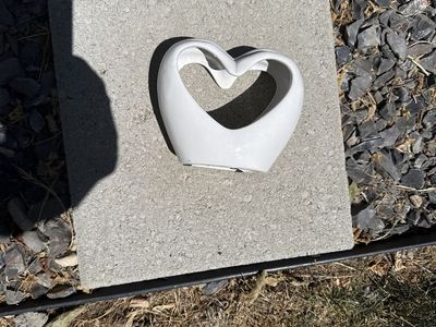 White Ceramic Heart Planter / Vase / Decor