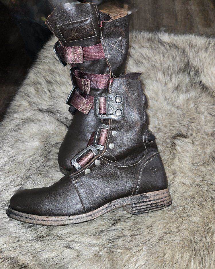 Fly London Leather Buckle Boots - Women’s Size 39