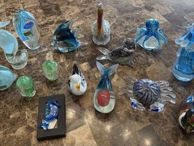 Beachcombers Coastal Life Hand-Blown Glass Sea Life Collection – Dolphin, Jellyfish, Octopus, Pelican & More – 15 Pieces
