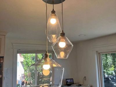 Cindyrella Ballston 14" Clear Glass 3-Light Multi Pendant Chandelier for Kitchen/Bar