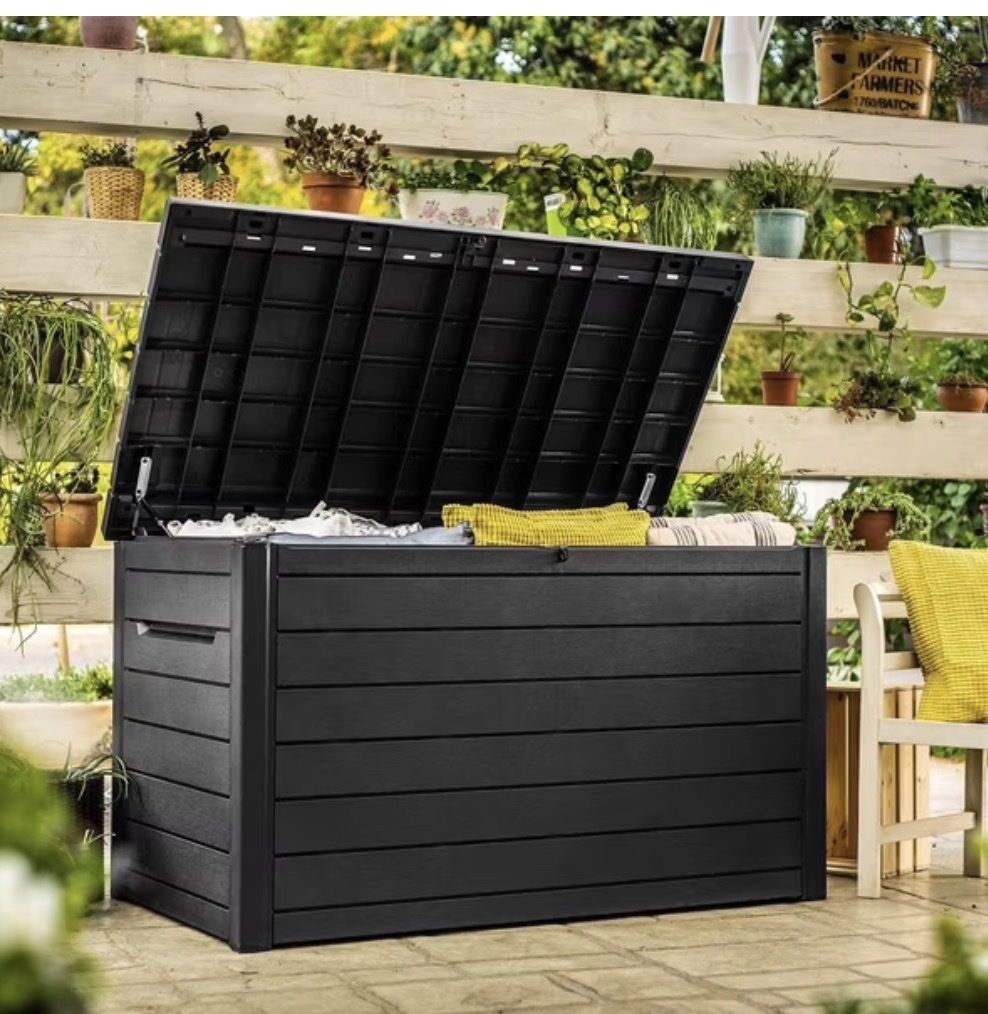 XXL Outdoor Storage Box Deck Box Patio Container Garden Bench 230 Gallon Lockable Waterproof