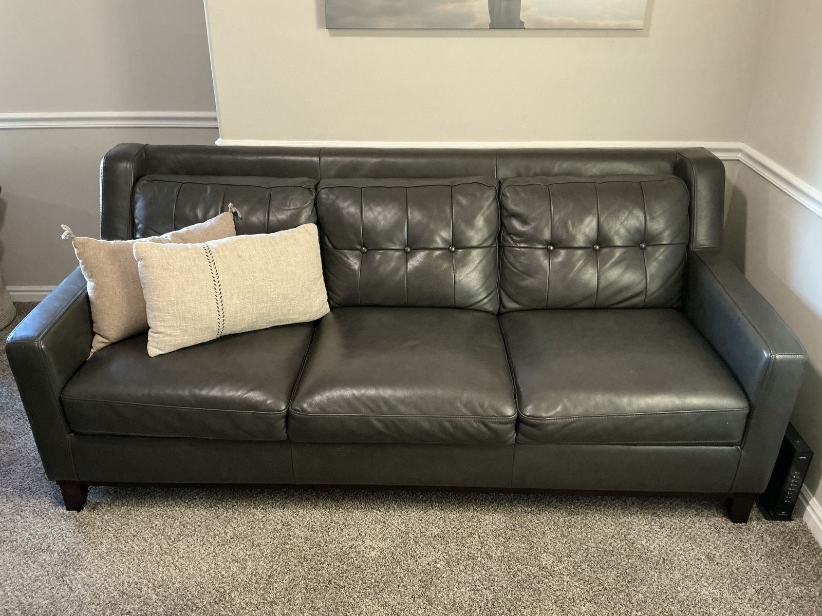 Grey Leather Sofa