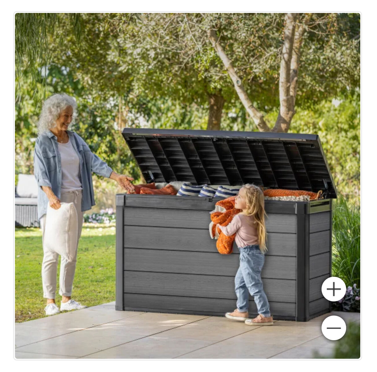 New Keter Cortina 200 Gallon Large Resin Deck Box for Patio Outdoor Storage 60”