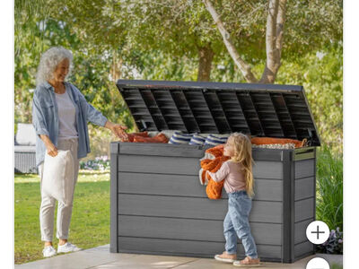 New Keter Cortina 200 Gallon Large Resin Deck Box for Patio Outdoor Storage 60”