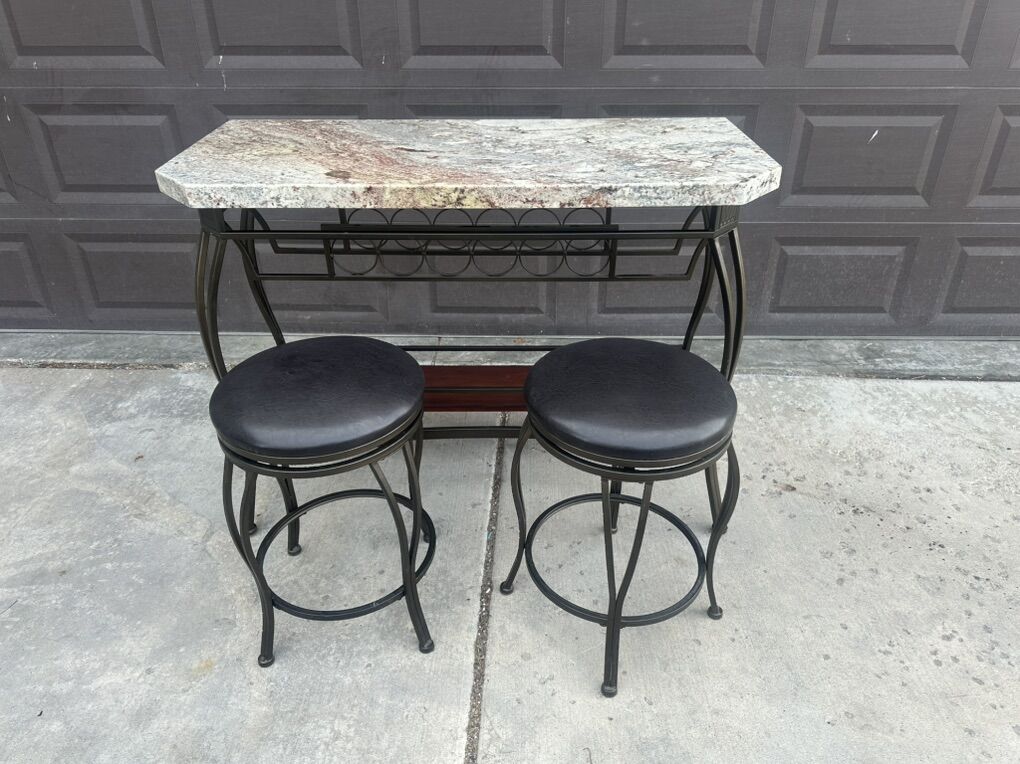 Barstools/ Granite Rod Iron Table