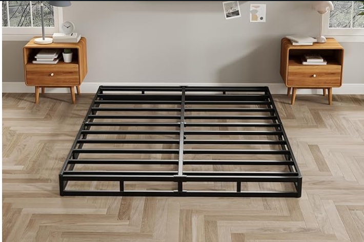 5 Inch Box Spring Queen Low Profile Black Heavy Duty Metal Mattress Foundation/Non-Slip/Noise Free/Easy Clean Fabric Cover