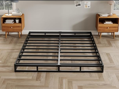 5 Inch Box Spring Queen Low Profile Black Heavy Duty Metal Mattress Foundation/Non-Slip/Noise Free/Easy Clean Fabric Cover