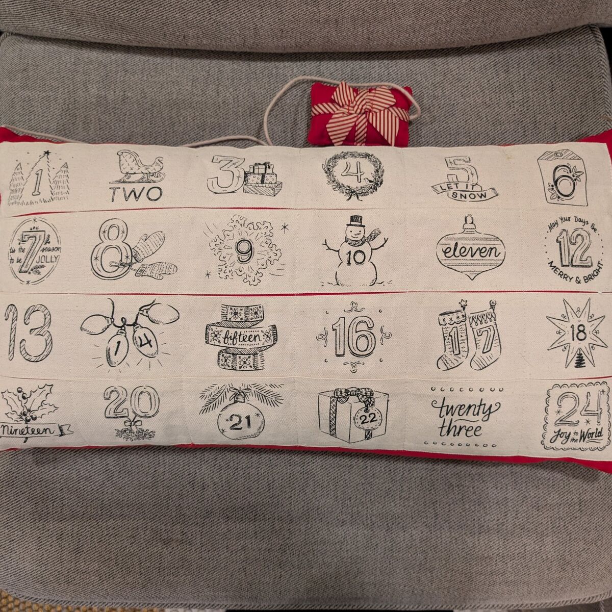 Large Christmas Advent Calendar Pillow