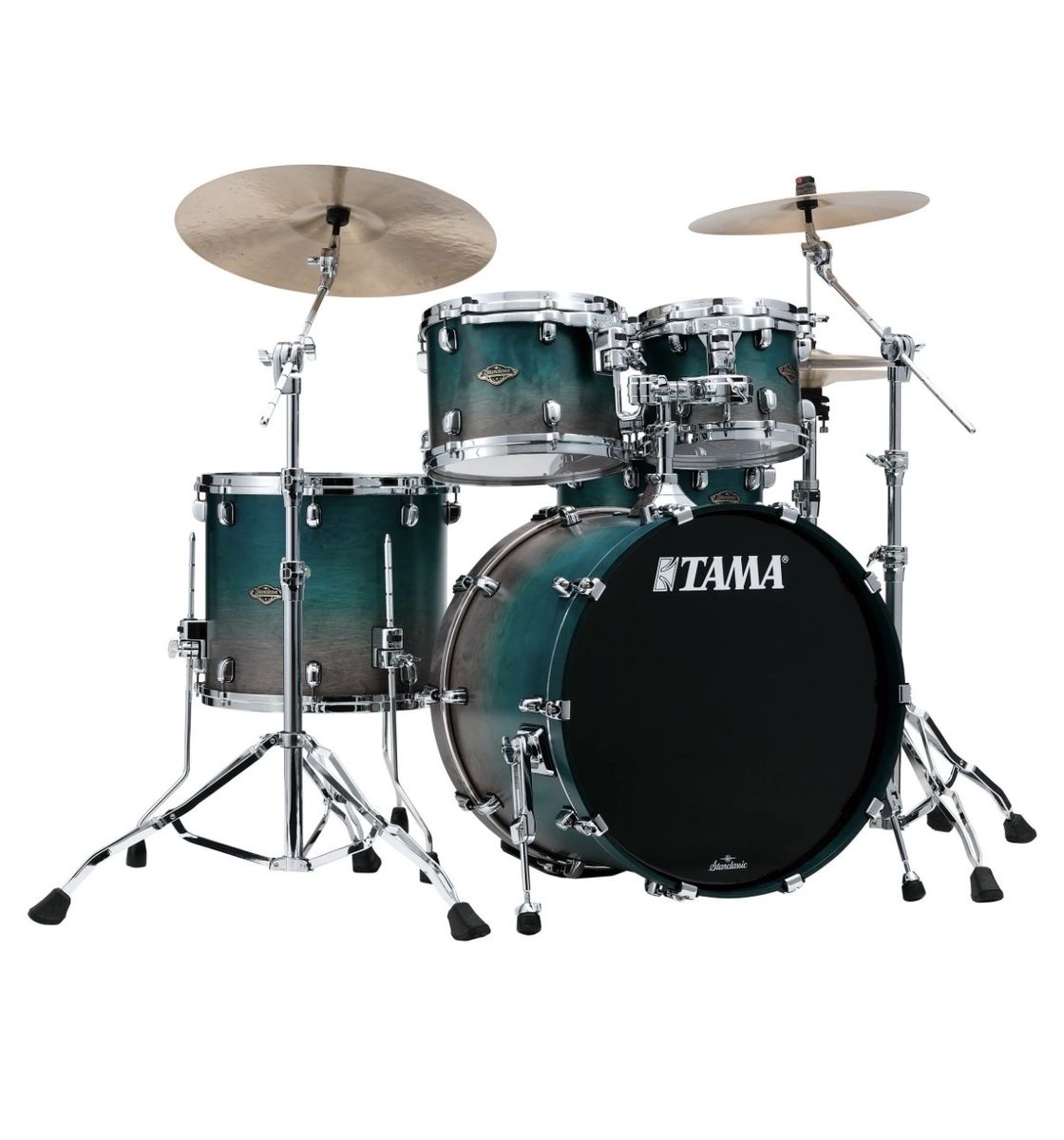 Tama Starclassic Walnut/Birch WBS42S 4-piece Shell Pack - Satin Sapphire Fade w new Tama Cases
