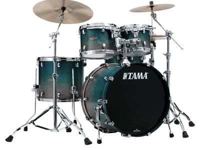 Tama Starclassic Walnut/Birch WBS42S 4-piece Shell Pack - Satin Sapphire Fade w new Tama Cases