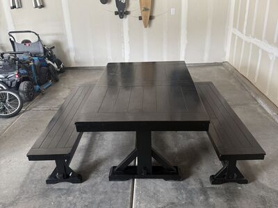 Dining Table And Benches - Real Wood
