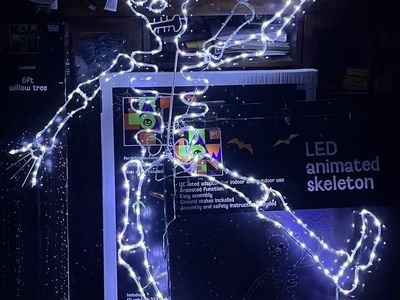 Halloween 5’ LED Lighted Dancing Skeleton Gravestone Cemetery Statue Figurine Collectible Yard Home Decor Decoration Prop