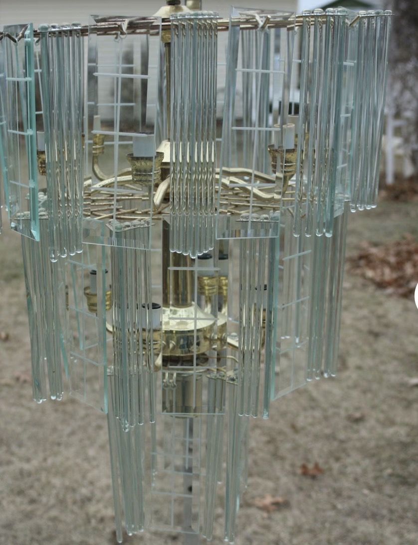 Vintage Waterfall Chandalier WIth Glass Hangings