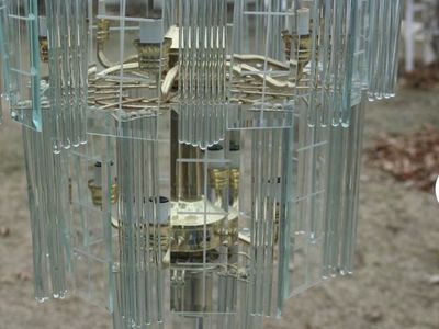 Vintage Waterfall Chandalier WIth Glass Hangings