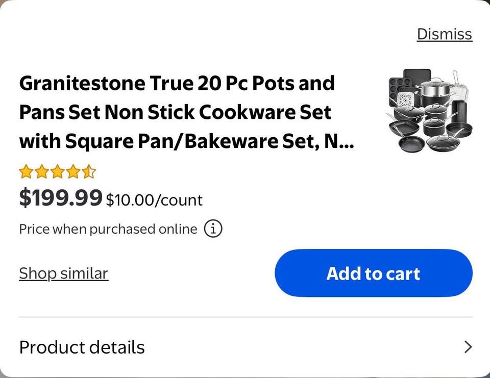 Granitestone True 20 Pc Pots and Pans Set Non Stick