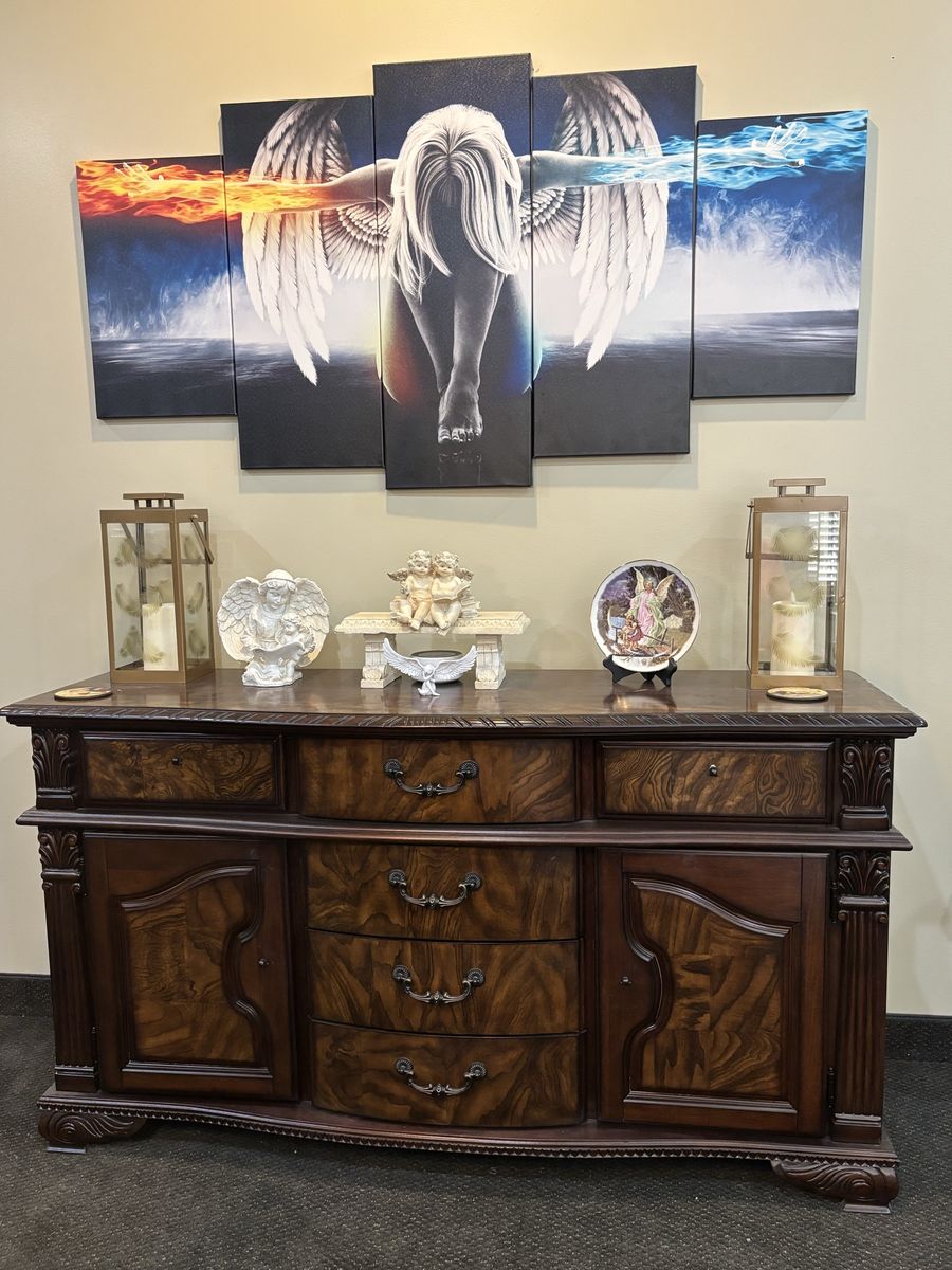 Traditional Dark Wood Buffet Server Sideboard with Storage Drawers & Cabinets