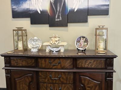 Traditional Dark Wood Buffet Server Sideboard with Storage Drawers & Cabinets