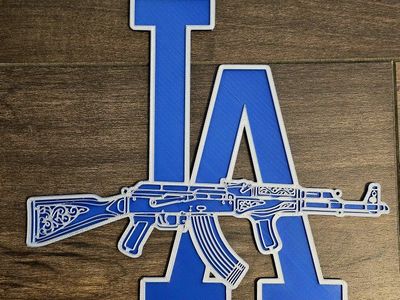 Custom LA AK47 Silk Wall Art Blue and Silver