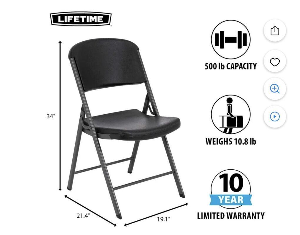 Lifetime Heavy Duty Folding Chairs for Rent