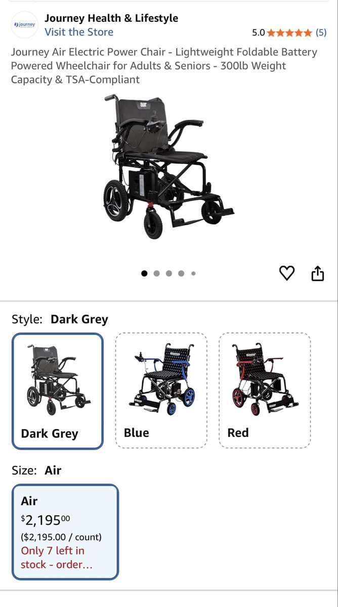 Journey air electric power chair
