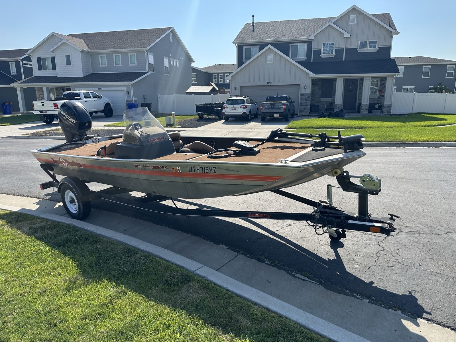 Bass Tracker 40th Anniversary Edition Fishing Boat with Trailer and Mercury Outboard Motor