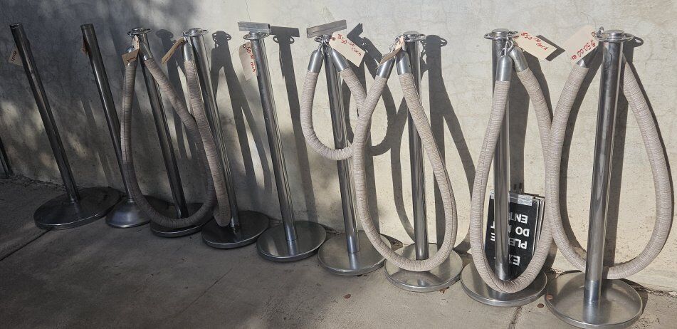 STANTIONS crowd control car show 7 beige ropes.