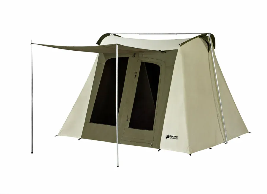 Kodiak Canvas Flex-Bow Deluxe 6-Person Canvas Tent - Tan 10'x10' w/Awning NEW