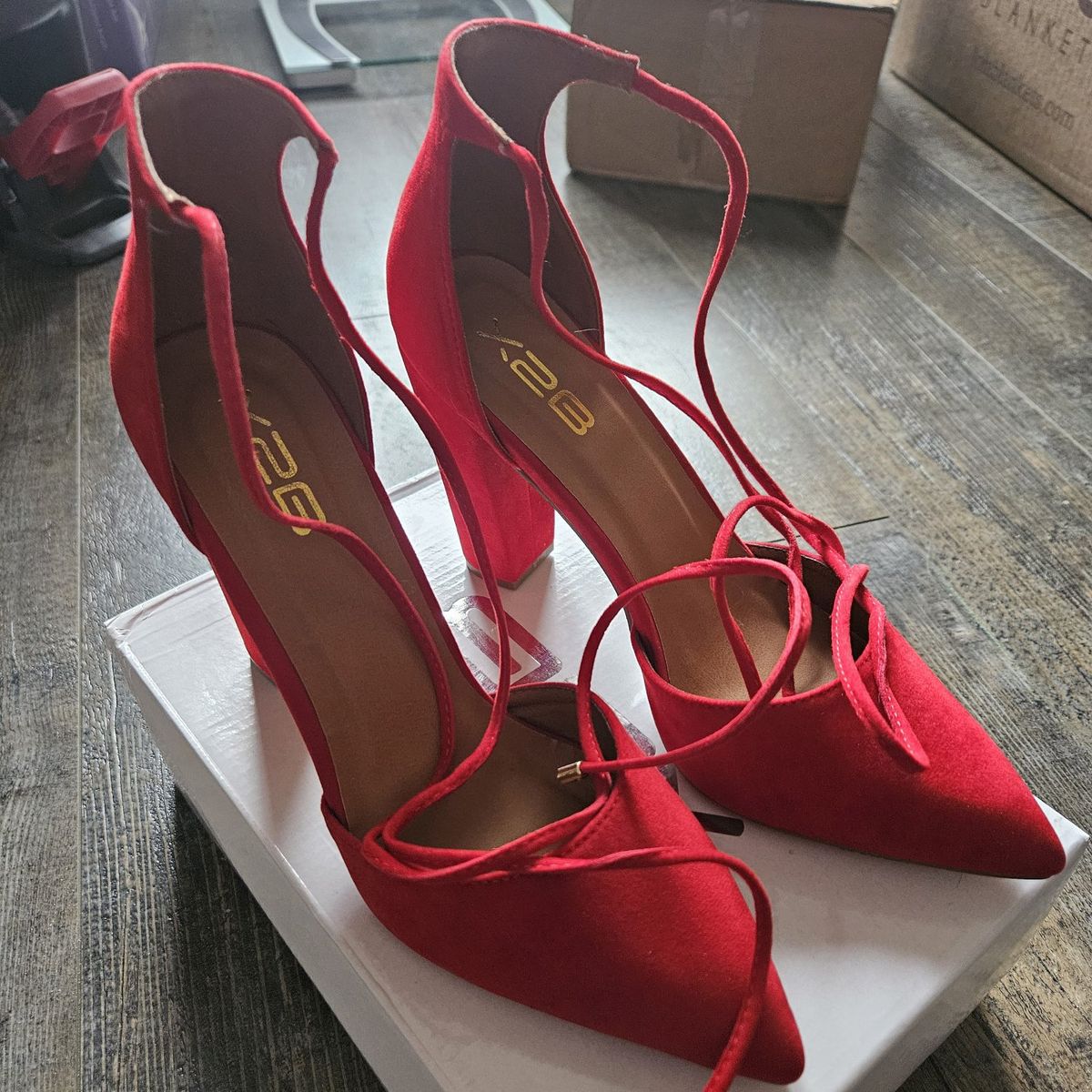 Red Suede heels size 9
