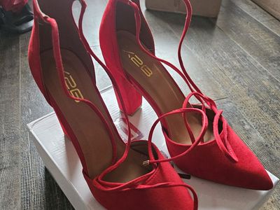 Red Suede heels size 9