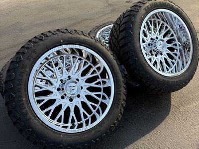 New Chrome Fittipaldi FA08 -44 8x170 Ford 35x12.50r22 Terramax RT F250 F350 Superduty Powerstroke Wheels and Tires 3 peak snow