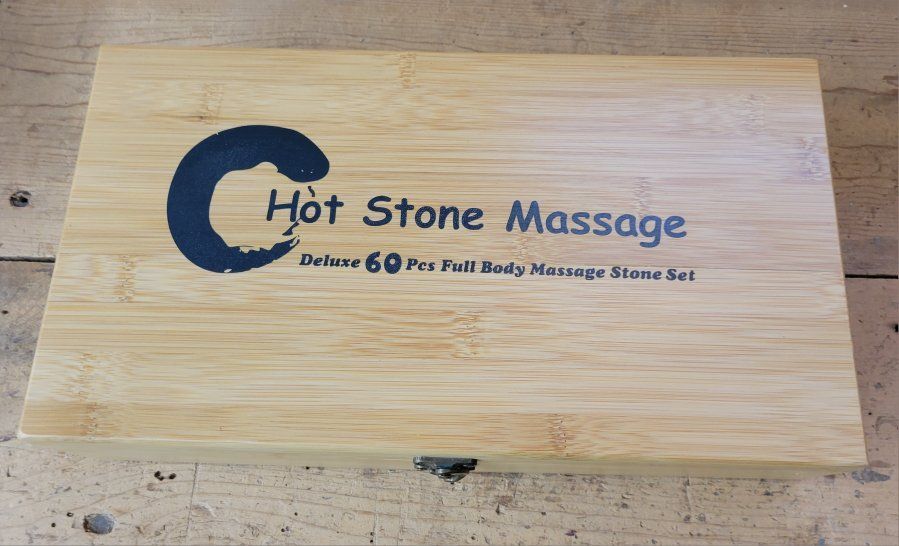 Deluxe 60 Pc Full Body Hot Stone Massage Set with Bamboo Box & Instructional Manual