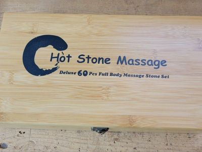 Deluxe 60 Pc Full Body Hot Stone Massage Set with Bamboo Box & Instructional Manual