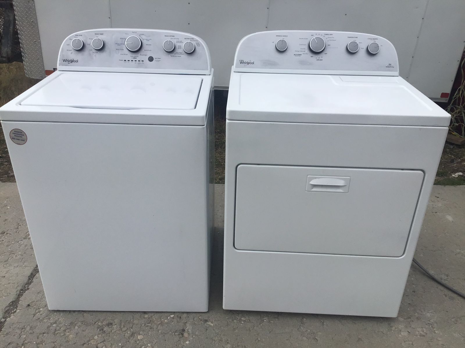 Beautiful super clean large capacity Whirlpool White Top-Load Washer and Matching Electric Dryer Set Free delivery included!