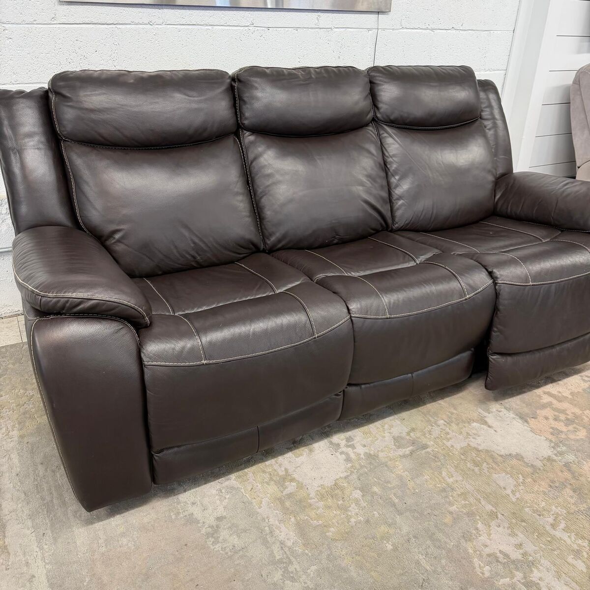 COSTCO HARVEY LEATHER POWER RECLINING SOFA W/ POWER HEADRESTS!!