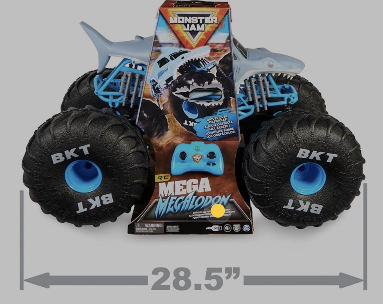 Monster Jam Mega Megalodon RC Remote Control Monster Truck 28.5" with 200ft Range
