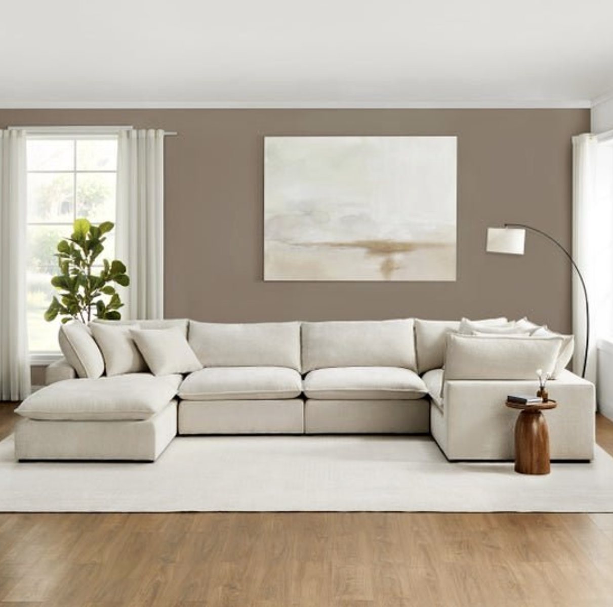 Aiden & Ivy Furniture Sereen 6-piece Fabric Modular Sectional - Cream