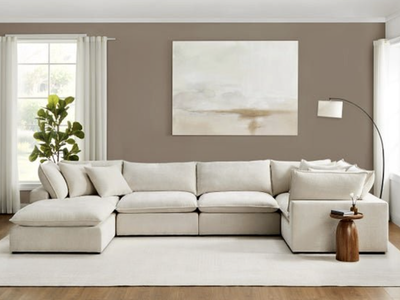 Aiden & Ivy Furniture Sereen 6-piece Fabric Modular Sectional - Cream