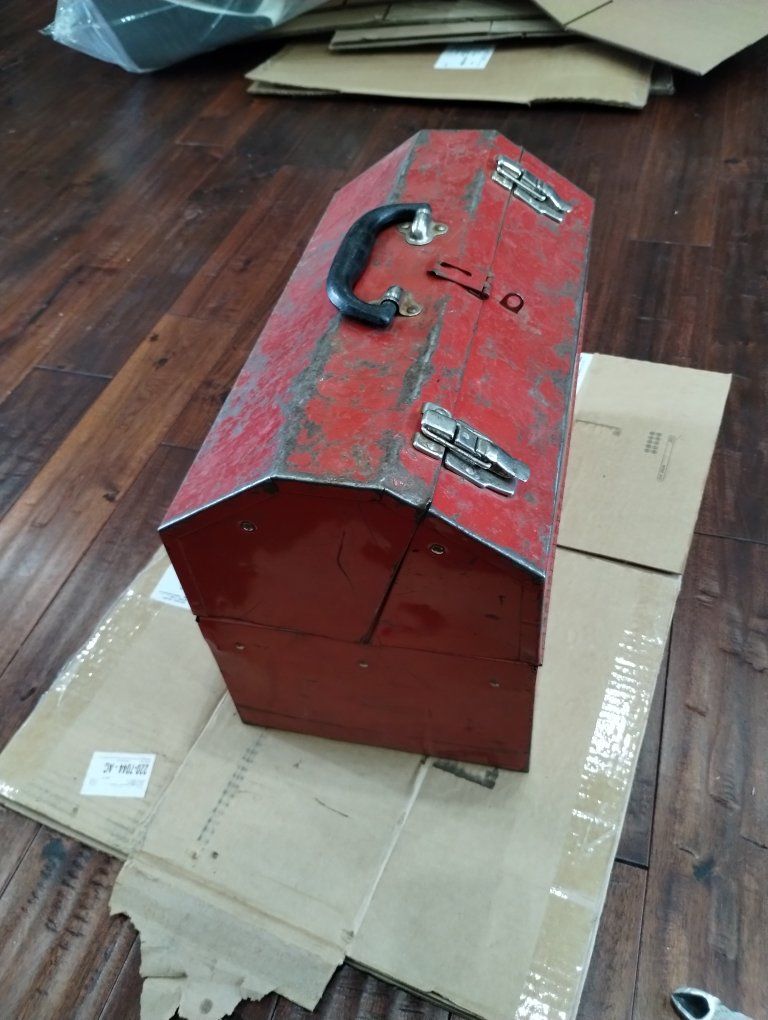 Craftsman Mixed Tool Lot: Socket Set, Screwdrivers, Pliers, & Vintage Red Metal Toolbox