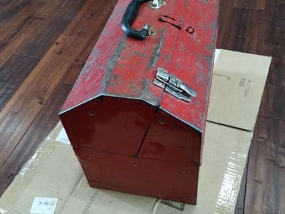 Craftsman Mixed Tool Lot: Socket Set, Screwdrivers, Pliers, & Vintage Red Metal Toolbox