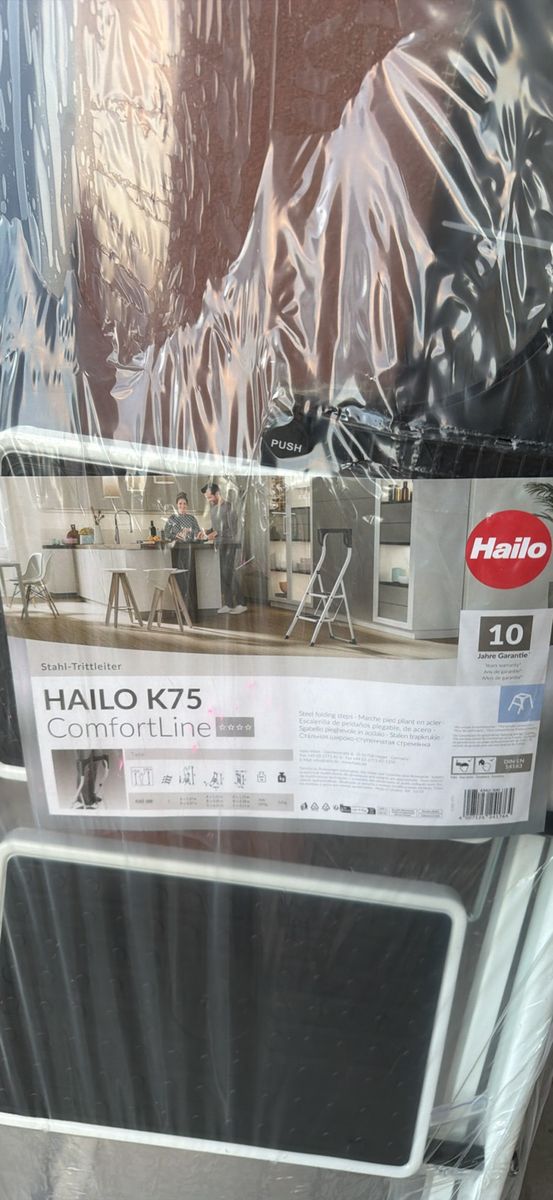 Hailo K75 ComfortLine Stahl-Trittleiter Steel Folding Step Stool 2-Step White/Black New