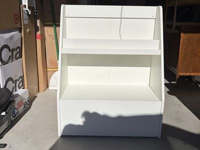White Children's Bookcase with Storage Bin, Modern Design
