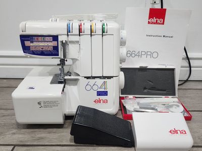 ELNA 664 PRO SERGER SEWING MACHINE & ACCESSORIES WORKS GREAT QUALITY MACHINE!