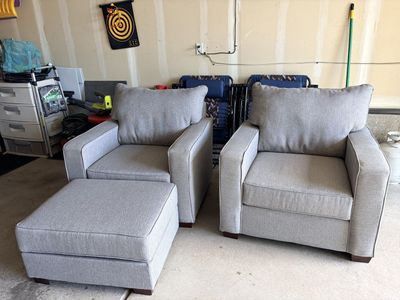 2- chairs and ottoman.