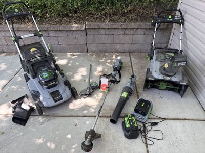 Ego Power+ Lawn Care Bundle: Mower, Snow Blower, Trimmer, Blower, Edger & Batteries