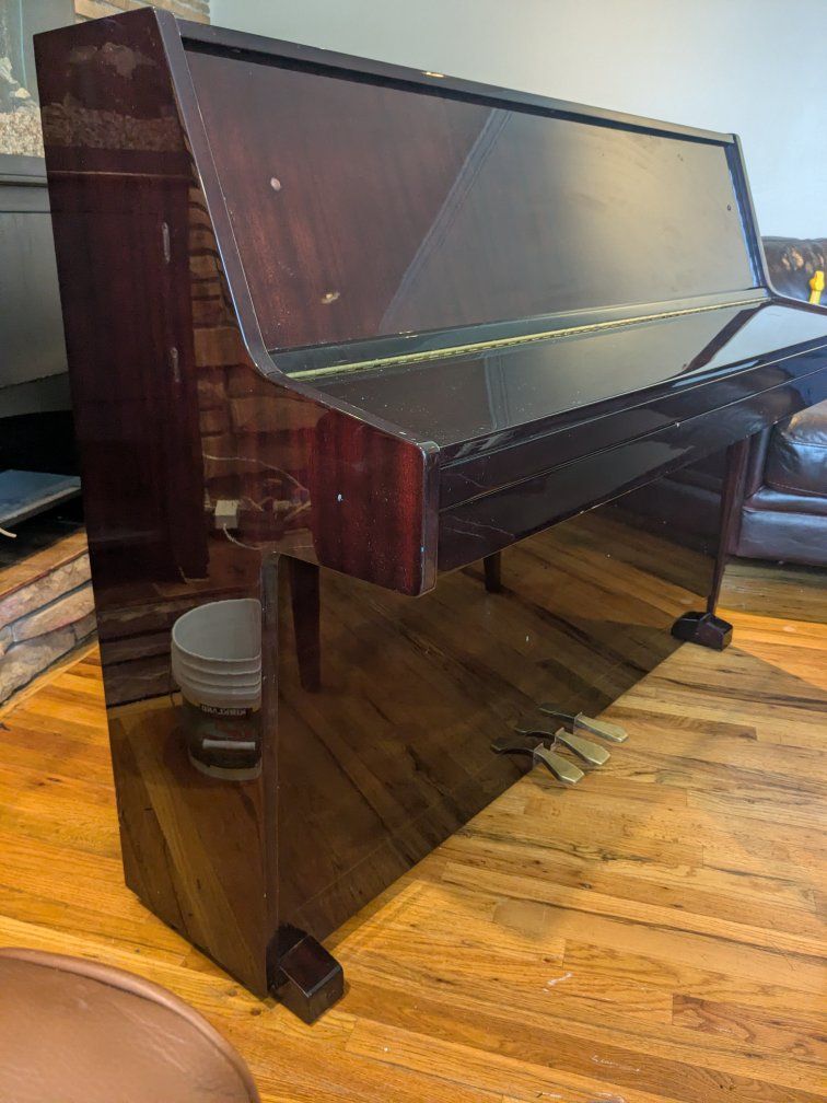 Used Upright Piano - Dark Wood Finish, 3 Pedals