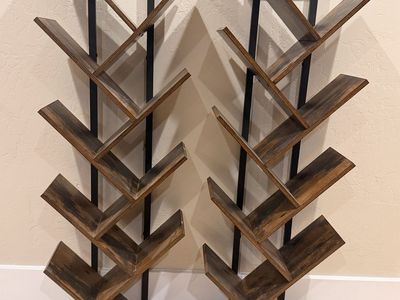 Pair of Wooden Vinyl Record Book Display Stand