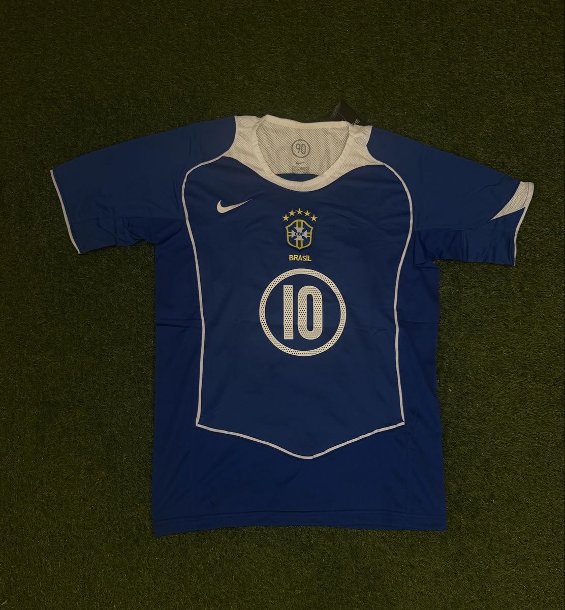 Nike Brasil Ronaldinho #10 Soccer Jersey - Blue & White, Short Sleeve, Size L