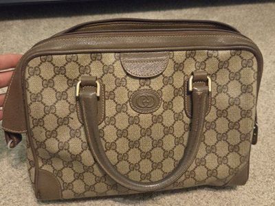 Vintage Gucci GG Monogram Coated Canvas Handbag Purse Made in Italy
