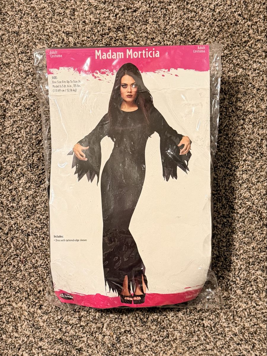 Fun World Madam Morticia Adult Costume Black One Size Fits Up To 14