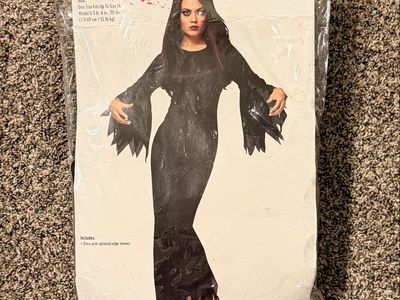 Fun World Madam Morticia Adult Costume Black One Size Fits Up To 14